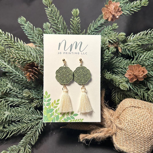 Heart in Elephant Foot Earring w/ Tassel