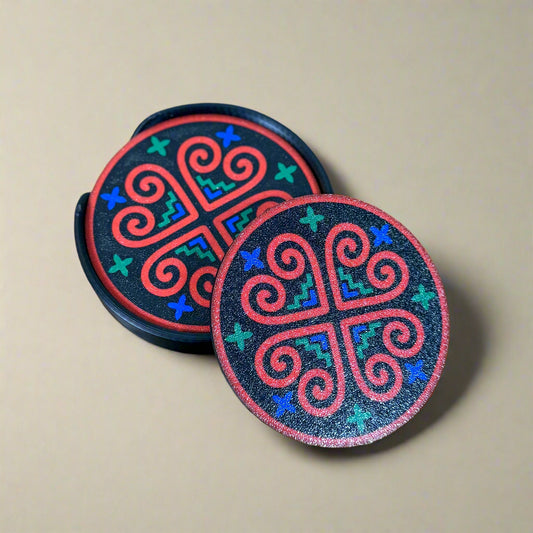 Red Heart Coaster Set