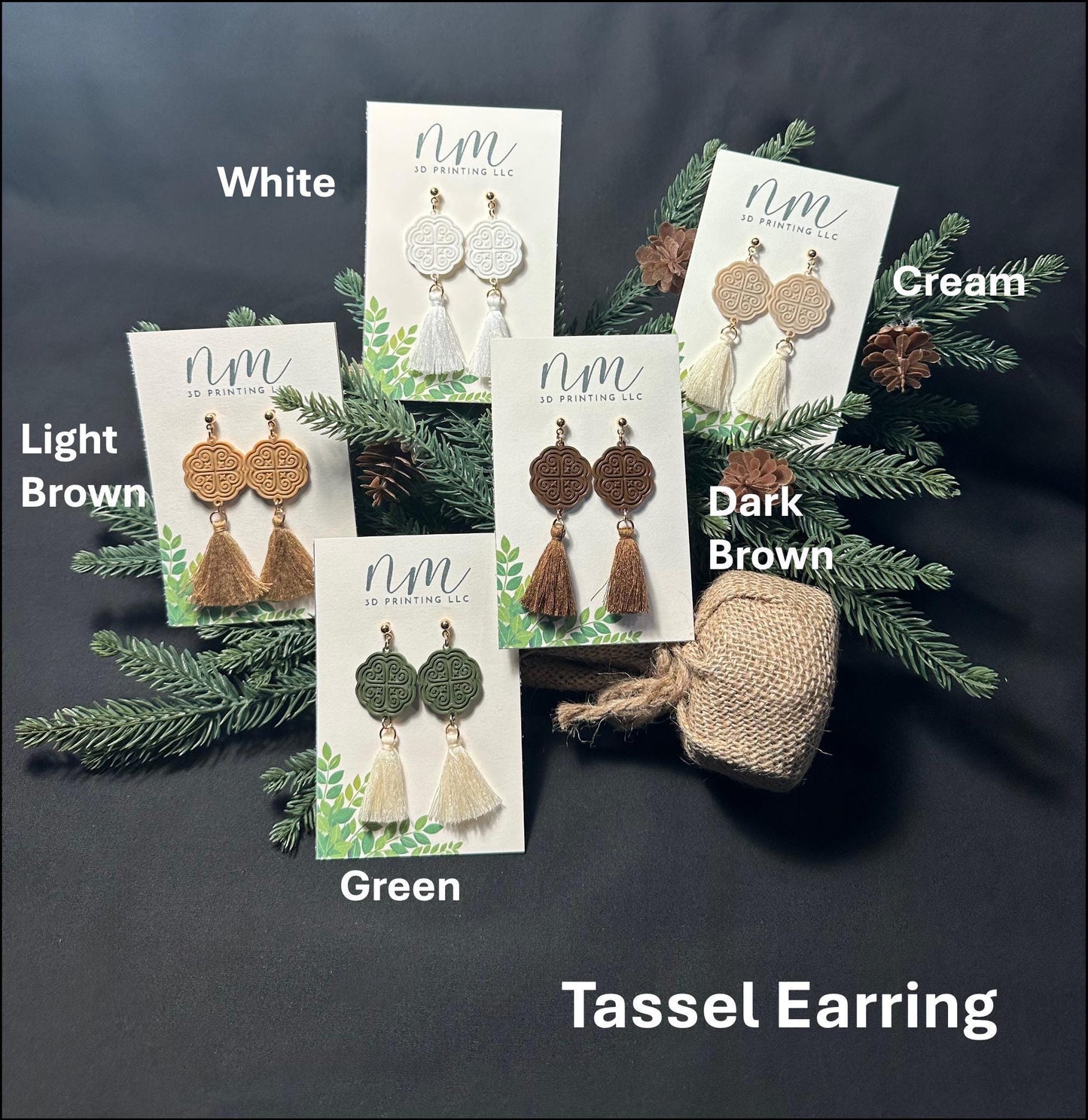 Heart in Elephant Foot Earring w/ Tassel