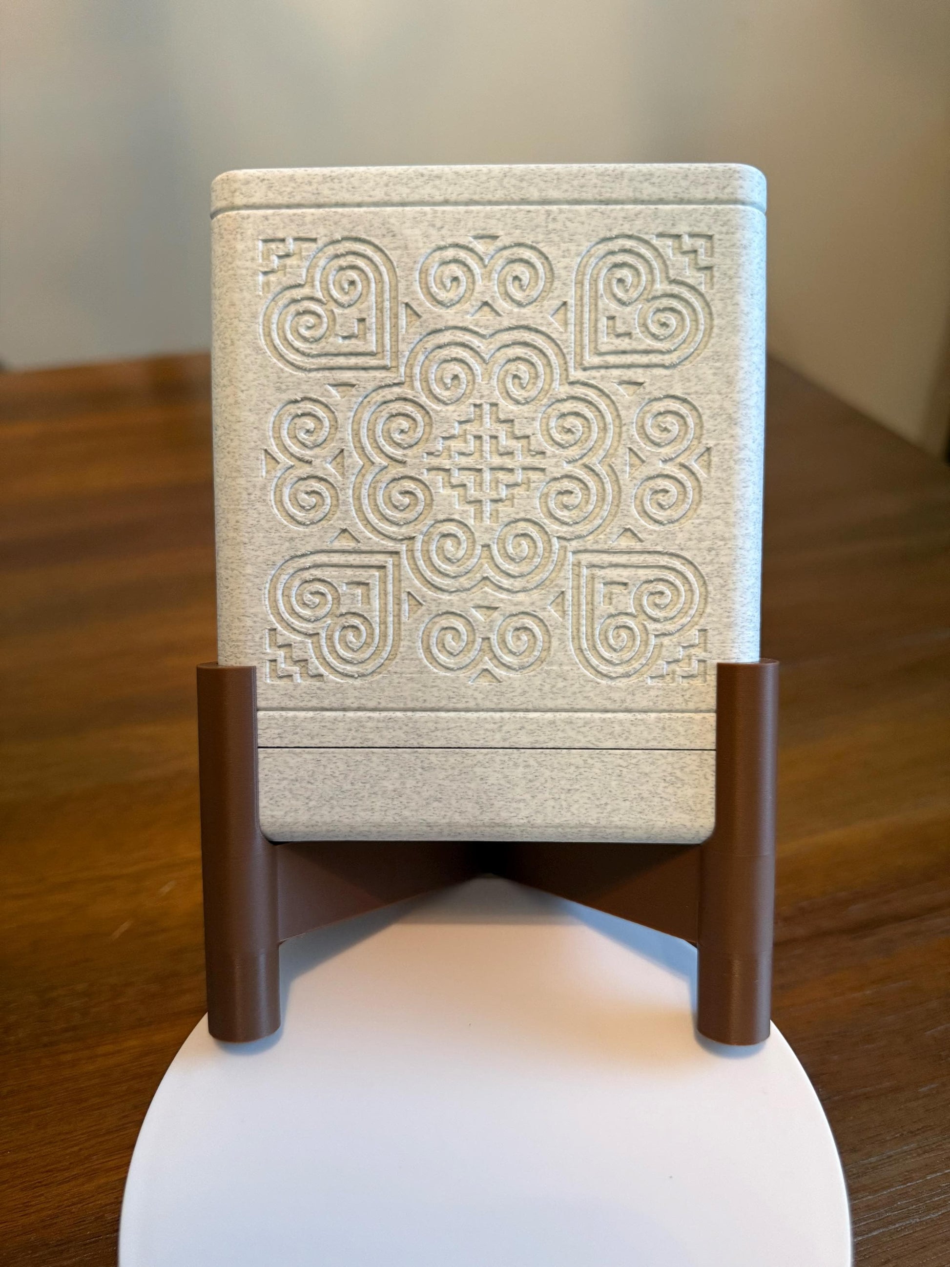 3D Printed Square Planter w/ Stand & Removable Drip Tray - Hmong Design