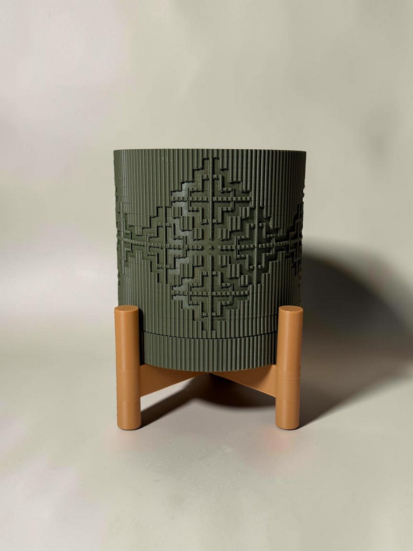 3D Printed Textured Planter w/ Stand & Removable Drip Tray - Diamond House