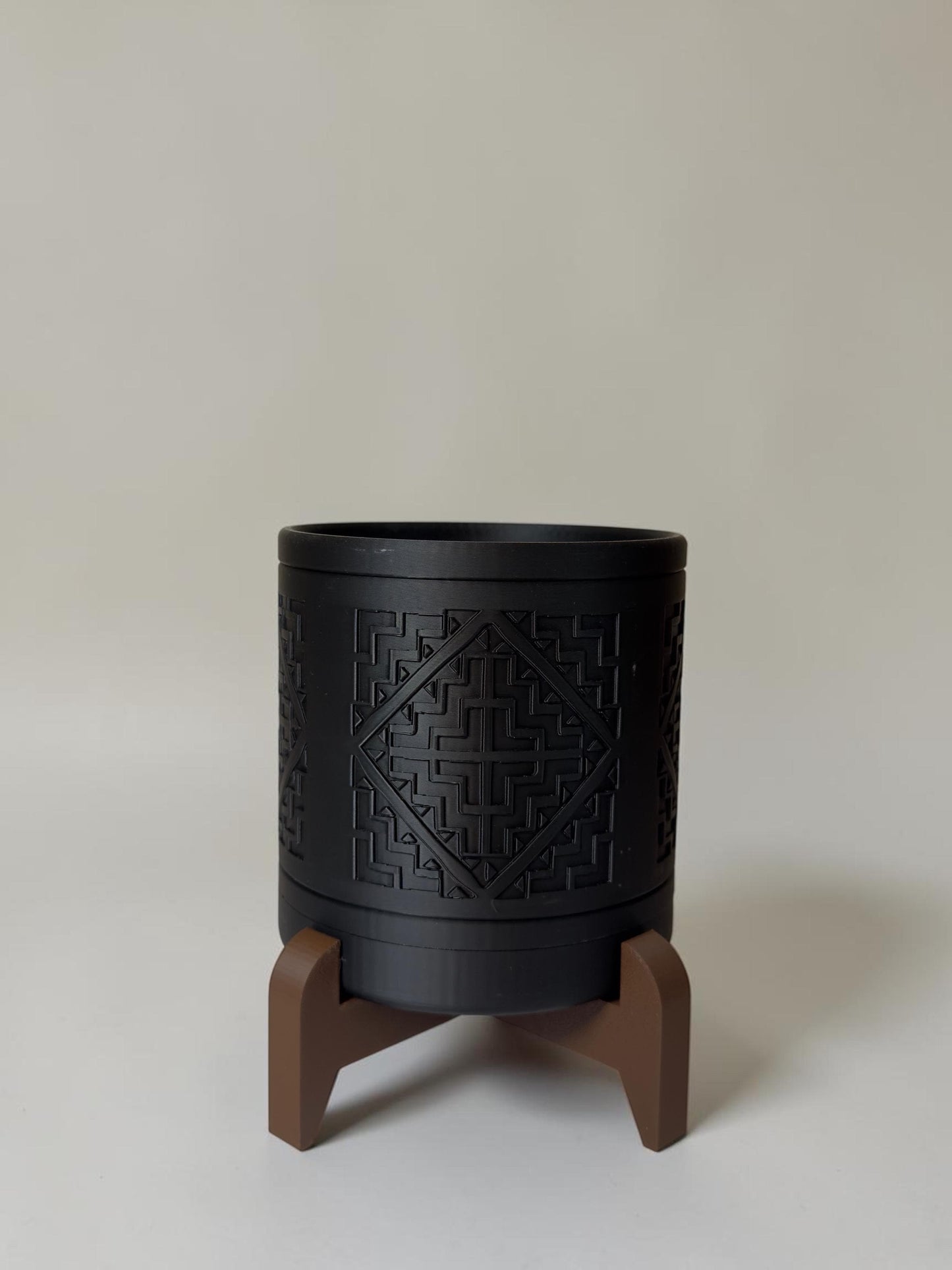 3D Printed Circle Planter w/ Stand & Removable Drip Tray - House