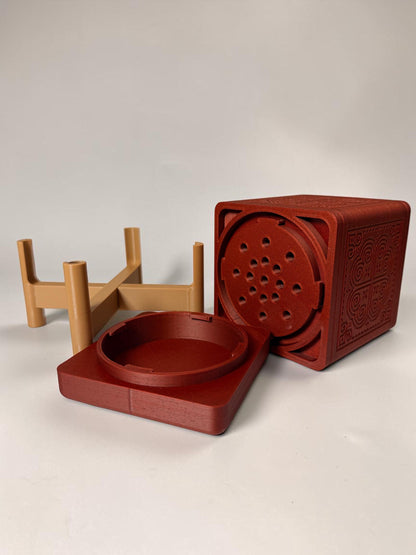 3D Printed Square Planter w/ Stand & Removable Drip Tray - Hearts in Elephant Foot