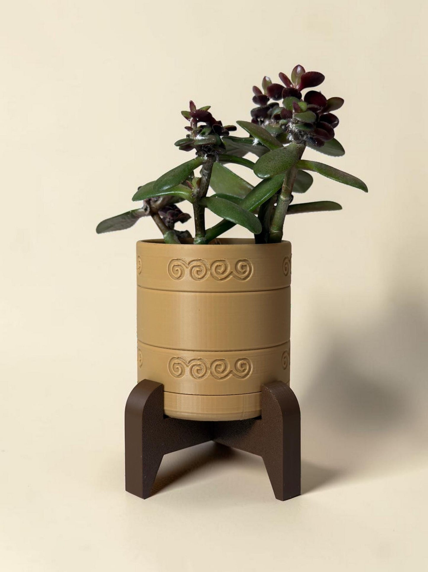 3D Printed Circle Planter w/ Stand & Removable Drip Tray - Snail
