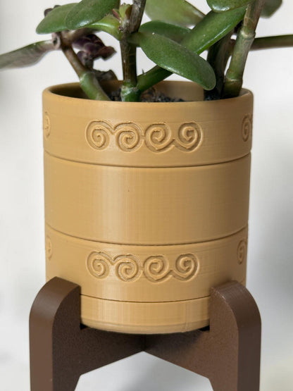 3D Printed Circle Planter w/ Stand & Removable Drip Tray - Snail