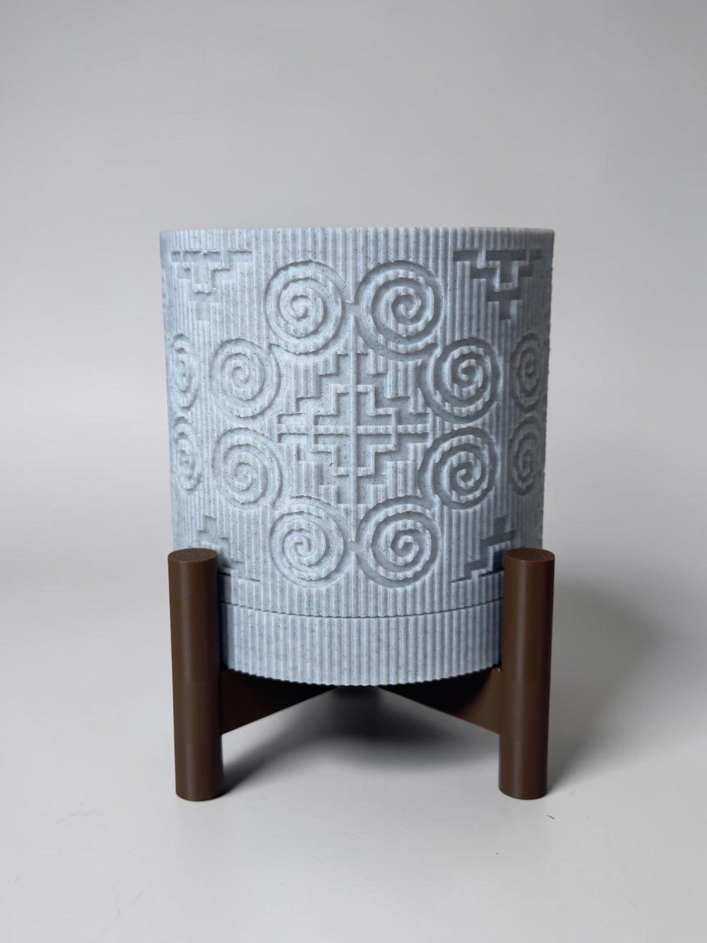 3D Printed Textured Planter w/ Stand & Removable Drip Tray - House in Elephant Foot