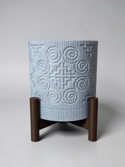 3D Printed Textured Planter w/ Stand & Removable Drip Tray - House in Elephant Foot