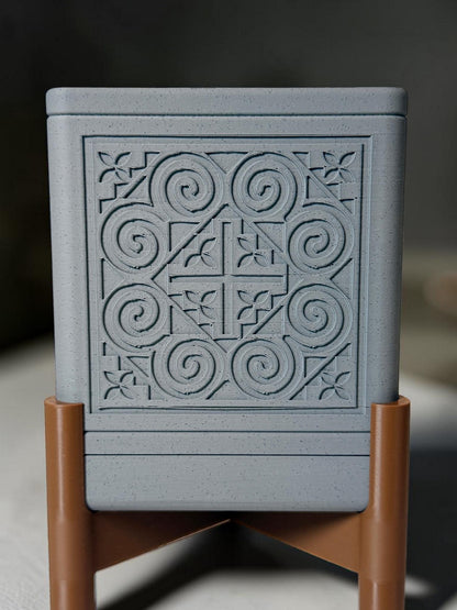 3D Printed Square Planter w/ Stand & Removable Drip Tray - Snail in Elephant Foot