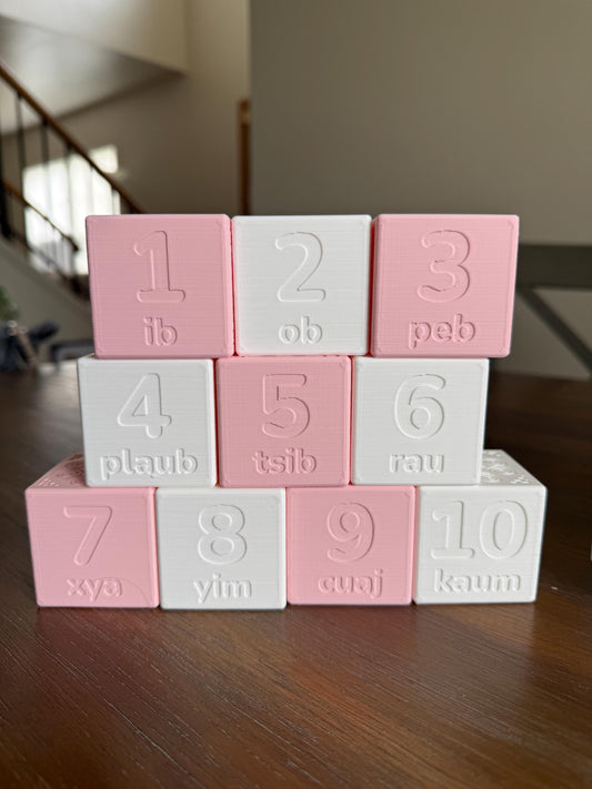 3D Printed Numbered Blocks (set of 10) - Hmong Numbers