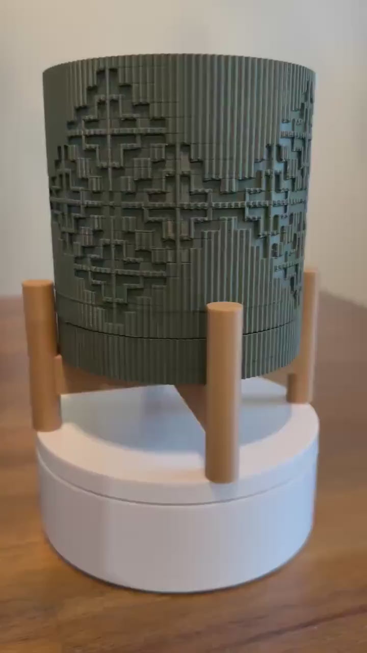 3D Printed Textured Planter w/ Stand & Removable Drip Tray - Diamond House