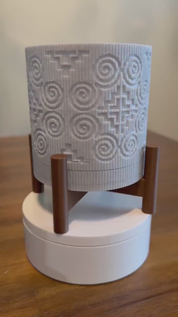3D Printed Textured Planter w/ Stand & Removable Drip Tray - House in Elephant Foot
