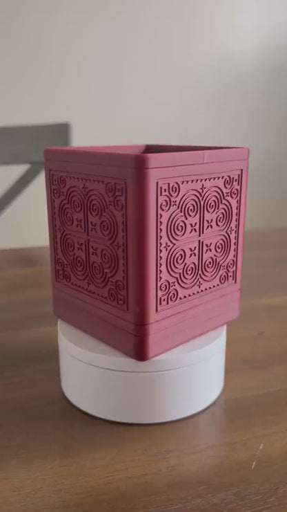 3D Printed Square Planter w/ Stand & Removable Drip Tray - Hearts in Elephant Foot
